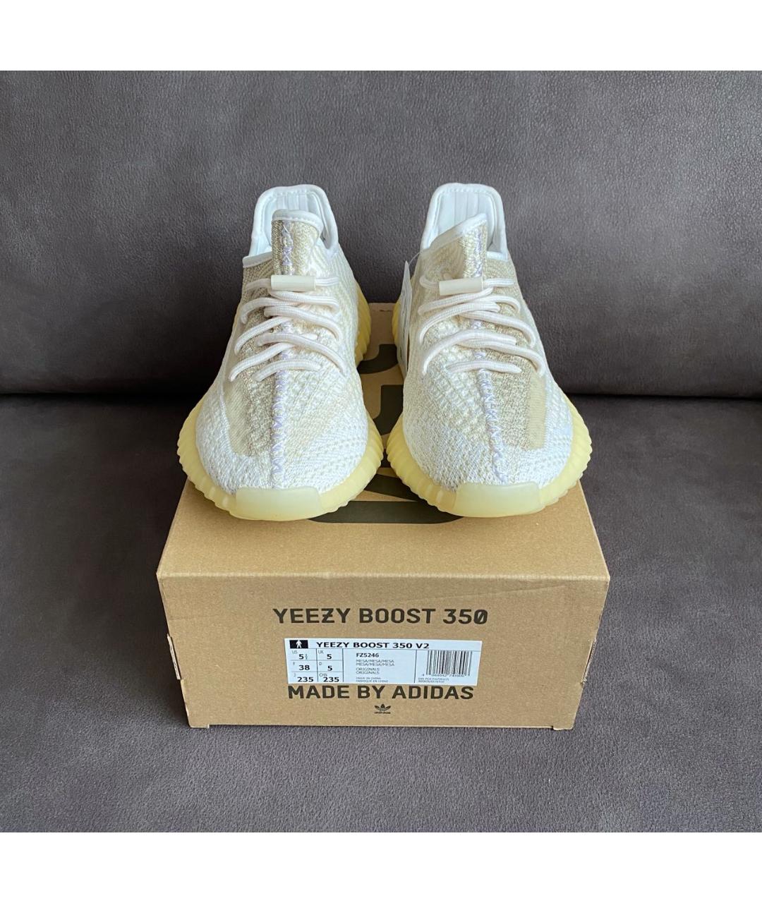 ADIDAS YEEZY Бежевые текстильные кроссовки, фото 2