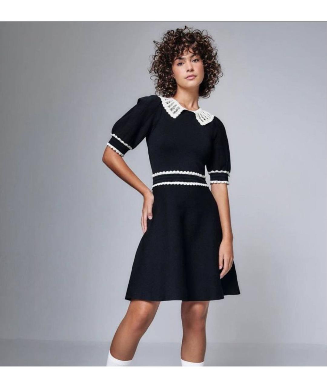 SANDRO Черное полиамидовое повседневное платье, фото 7