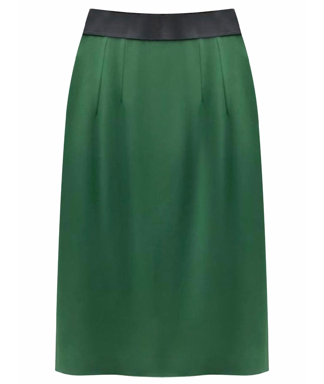 DOLCE&GABBANA Зеленая шелковая юбка миди, фото 1