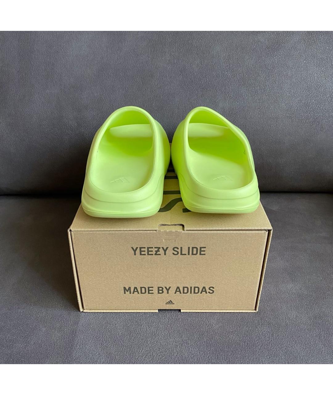 ADIDAS YEEZY Салатовые резиновые шлепанцы, фото 3