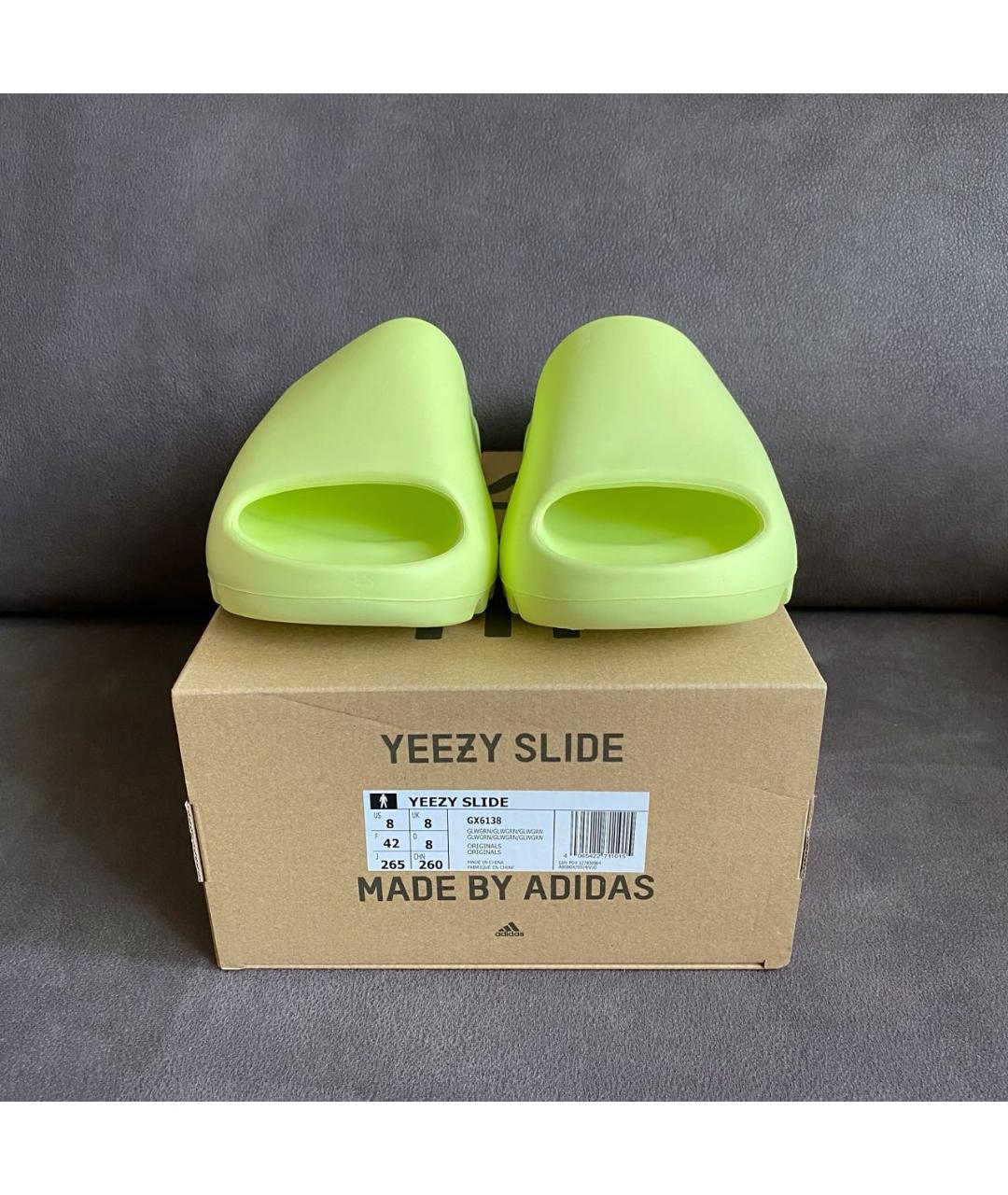 ADIDAS YEEZY Салатовые резиновые шлепанцы, фото 2