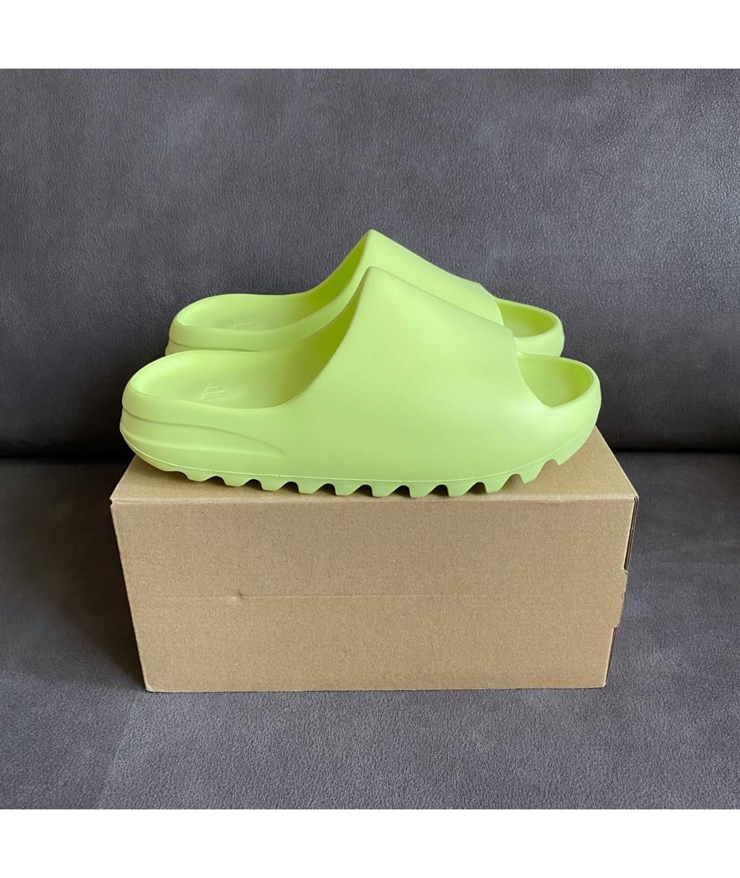 ADIDAS YEEZY Салатовые резиновые шлепанцы, фото 4