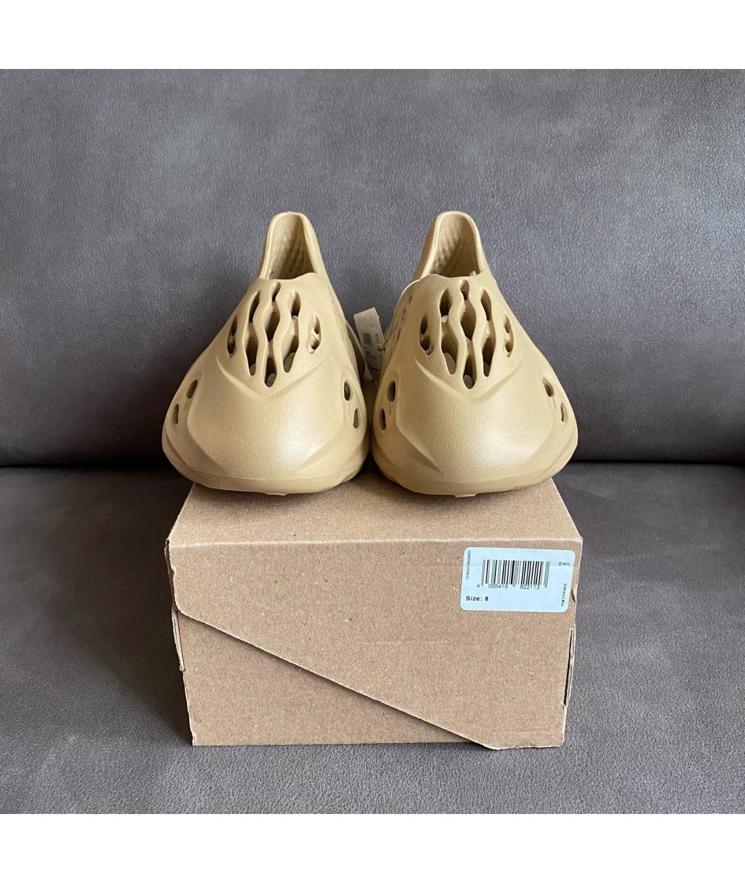 ADIDAS YEEZY Коричневые резиновые шлепанцы, фото 2