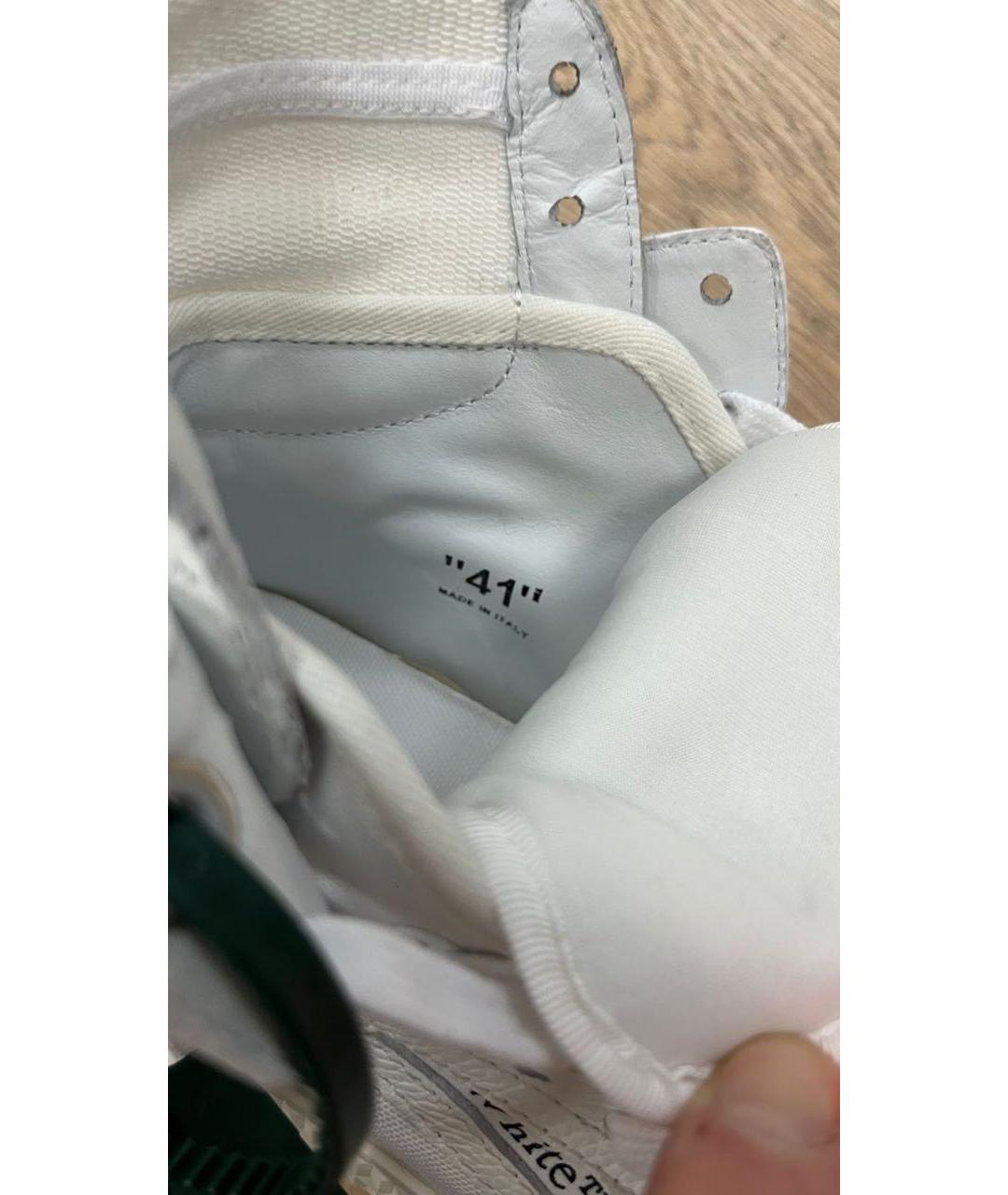 OFF-WHITE Белые кожаные высокие кроссовки / кеды, фото 8