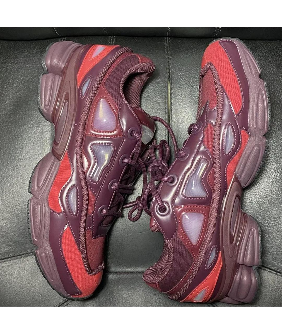ADIDAS X RAF SIMONS Бордовые текстильные низкие кроссовки / кеды, фото 4