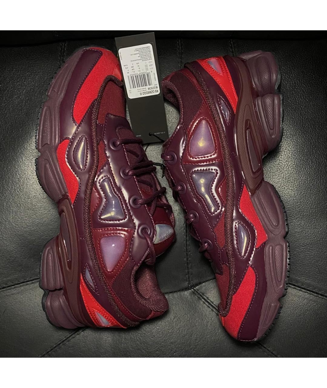 ADIDAS X RAF SIMONS Бордовые текстильные низкие кроссовки / кеды, фото 4