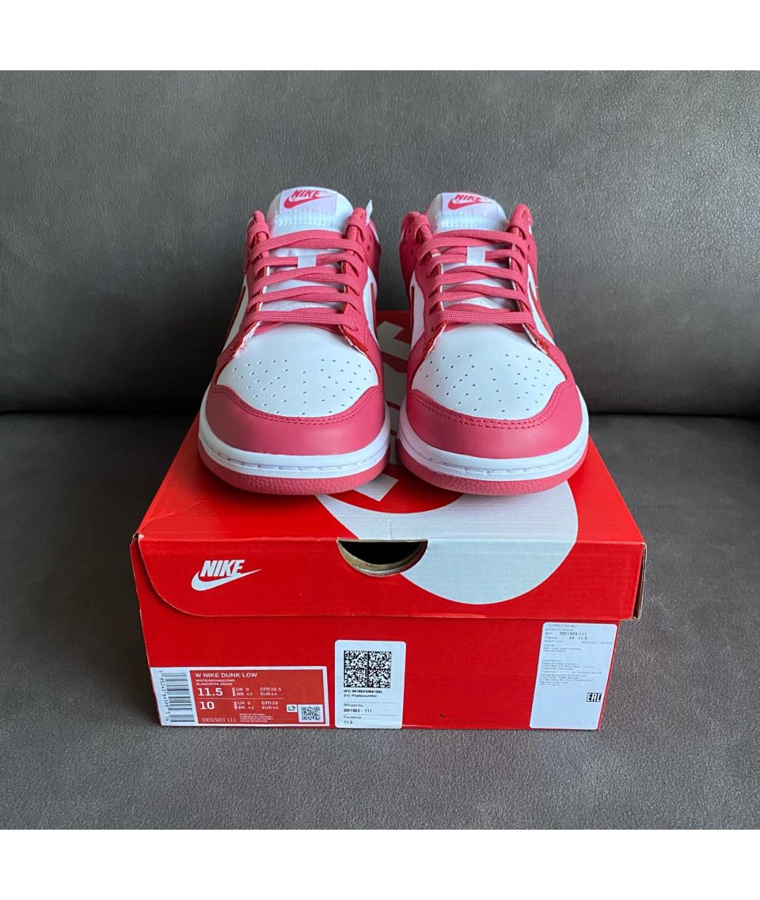 NIKE Коралловые кожаные низкие кроссовки / кеды, фото 2