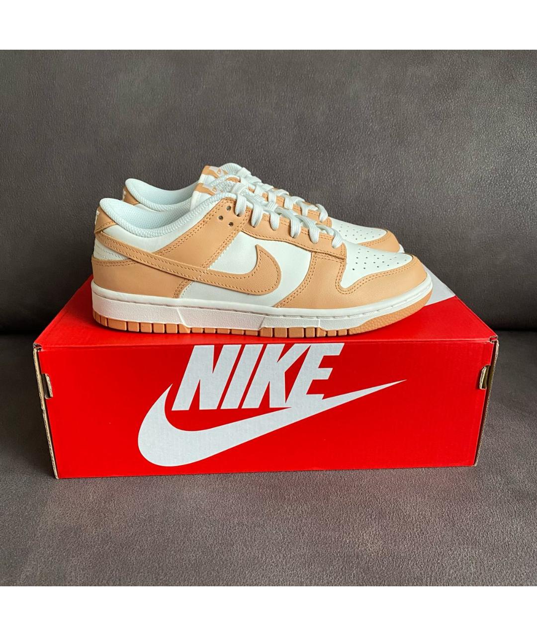 NIKE Бежевые кожаные кроссовки, фото 4