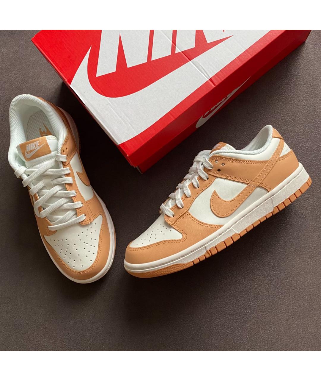 NIKE Бежевые кожаные кроссовки, фото 5