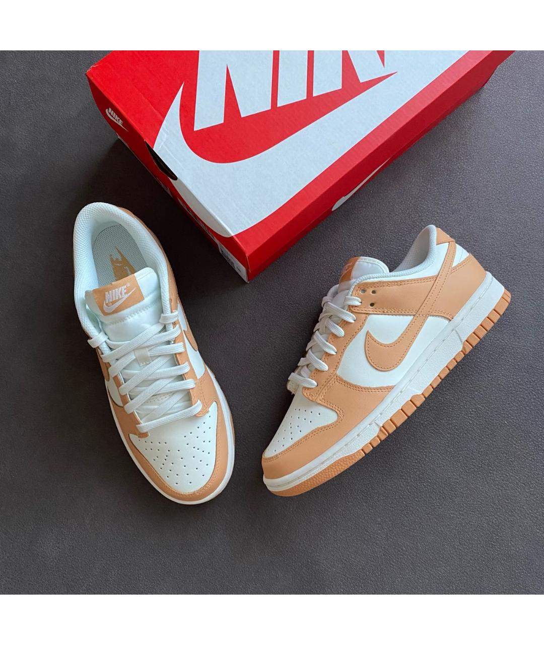 NIKE Бежевые кожаные кроссовки, фото 5