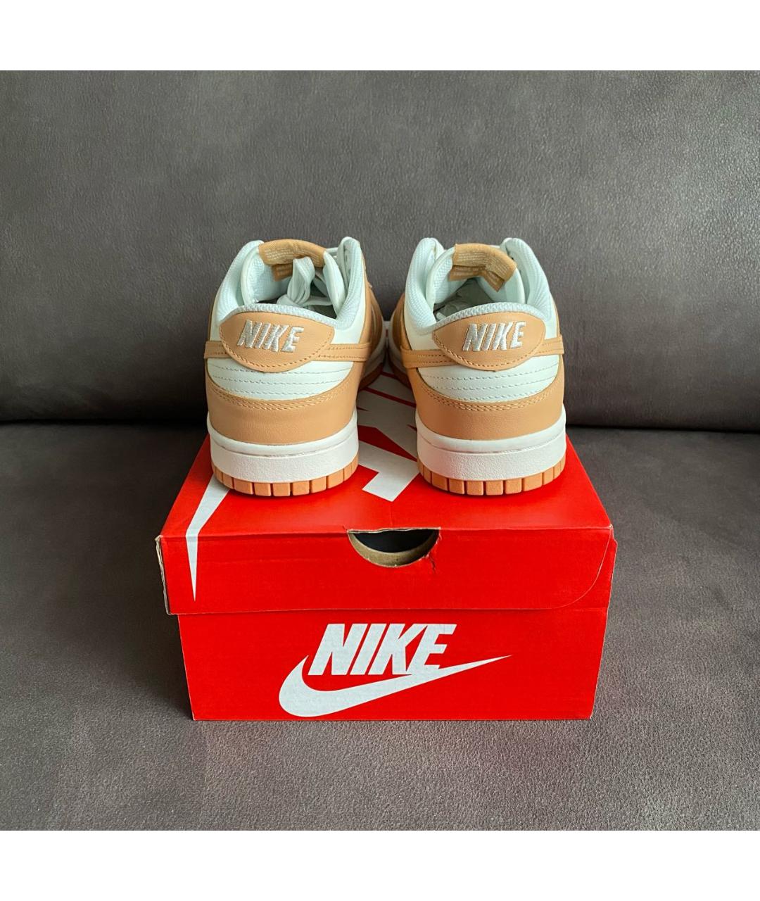 NIKE Бежевые кожаные низкие кроссовки / кеды, фото 3