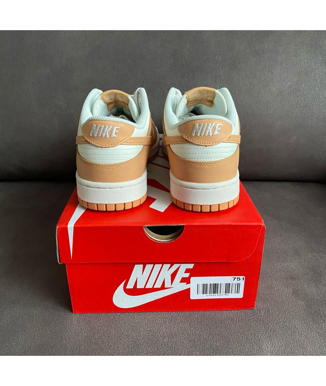 NIKE Бежевые кожаные низкие кроссовки / кеды, фото 3