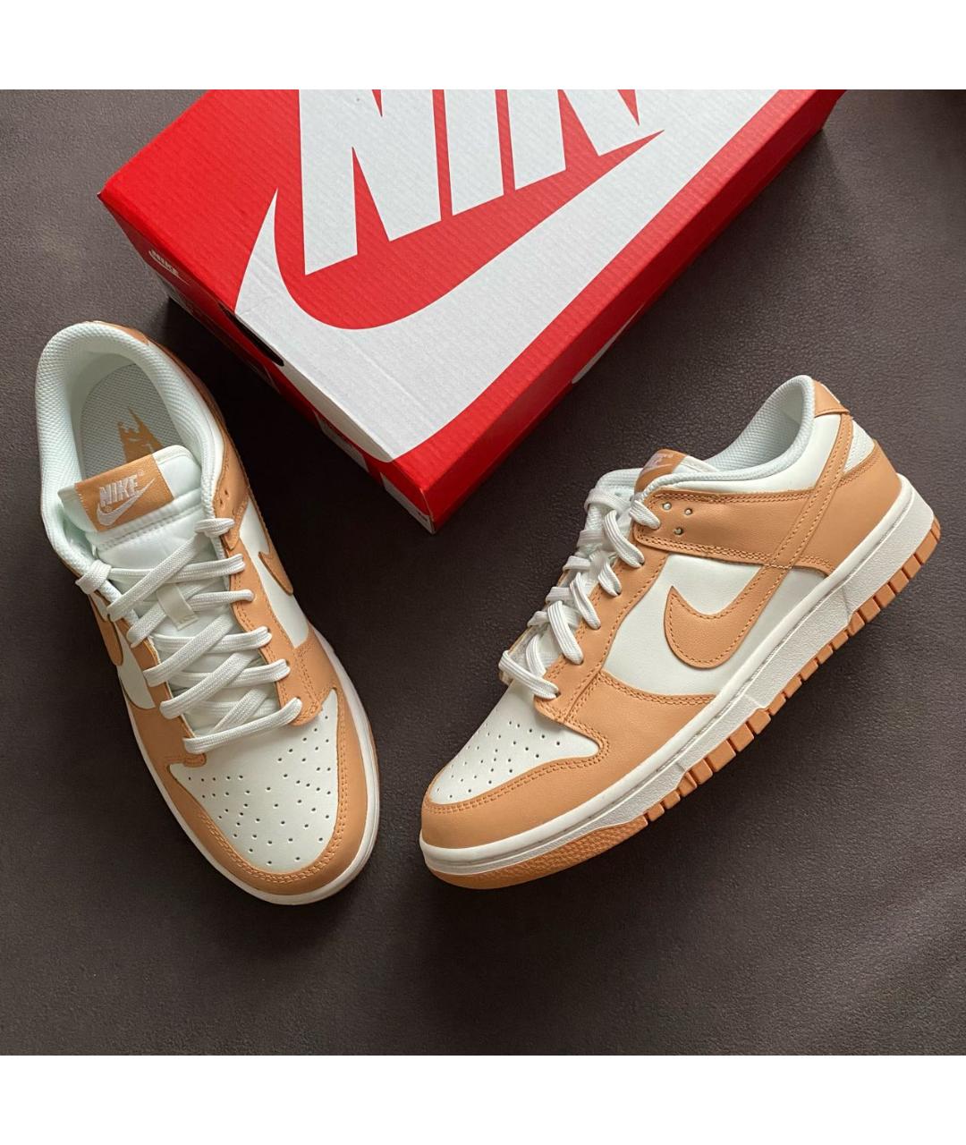 NIKE Бежевые кожаные низкие кроссовки / кеды, фото 5