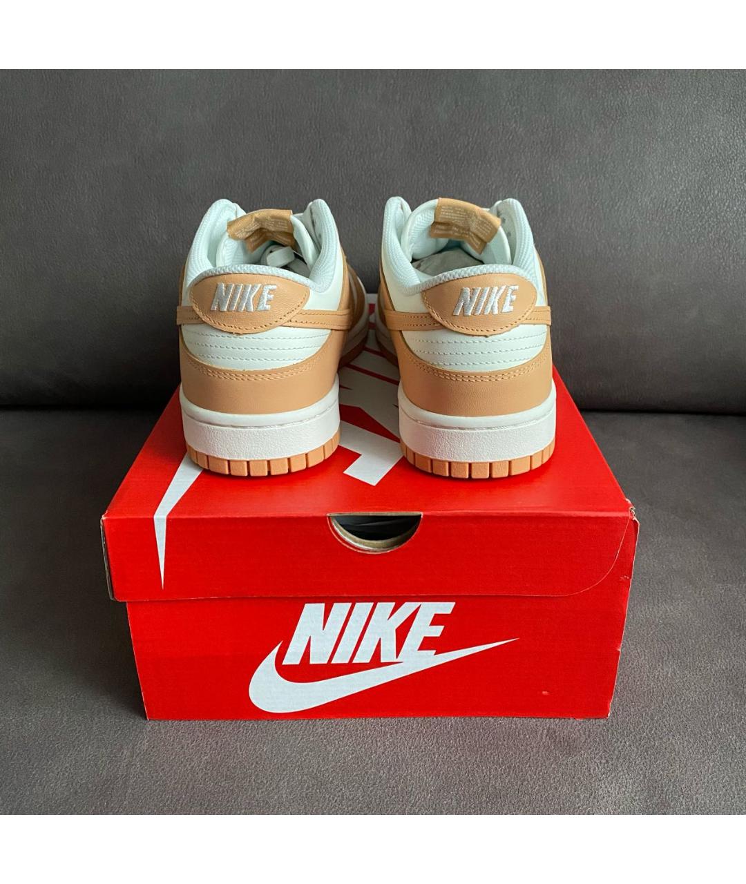 NIKE Бежевые кожаные низкие кроссовки / кеды, фото 3