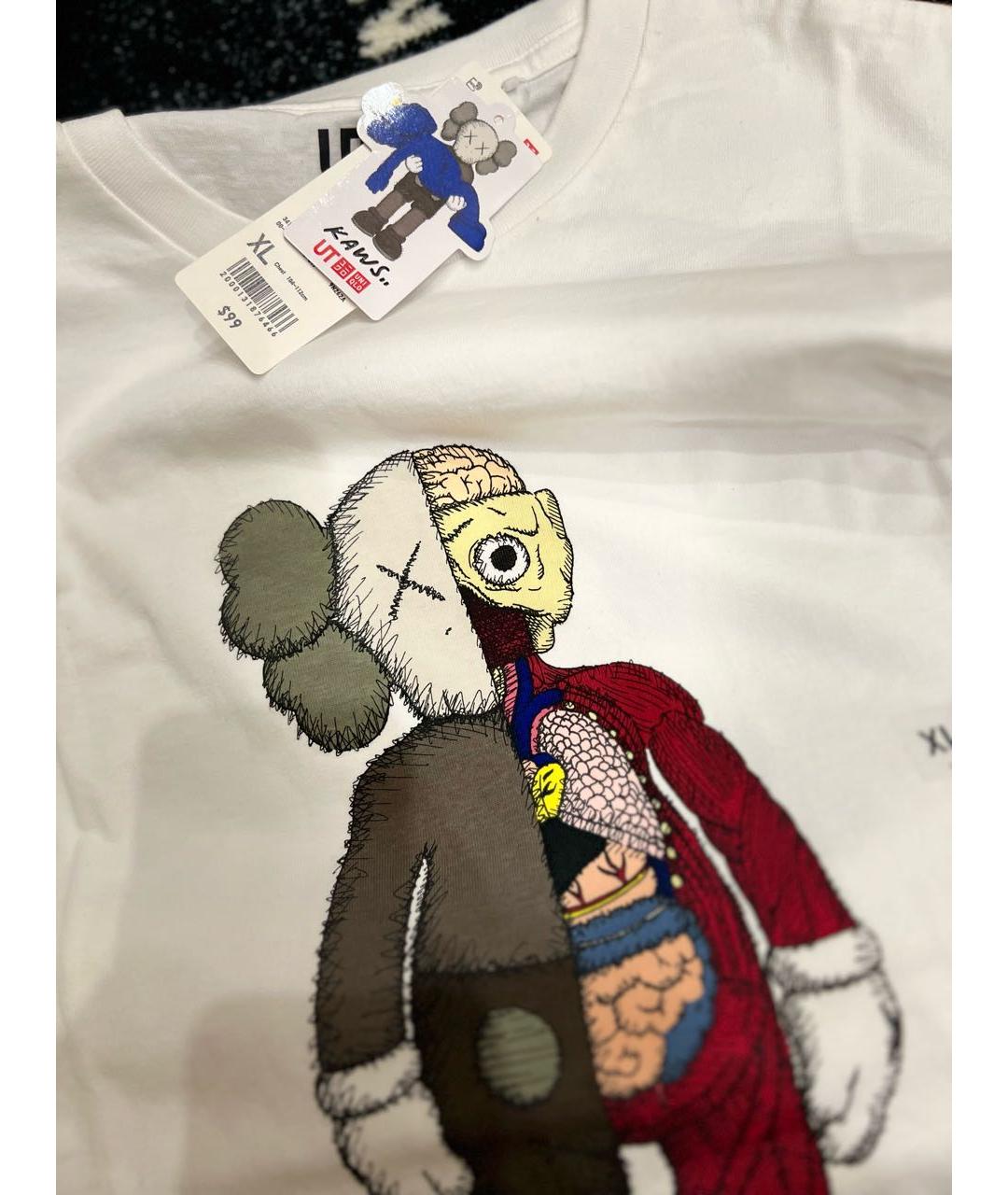 KAWS Белая хлопковая футболка, фото 2