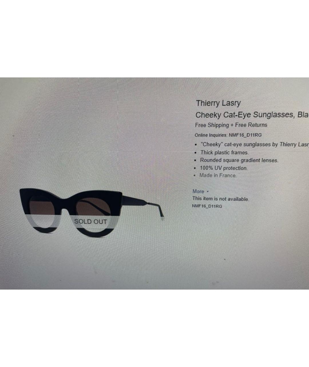 THIERRY LASRY Черные пластиковые солнцезащитные очки, фото 5