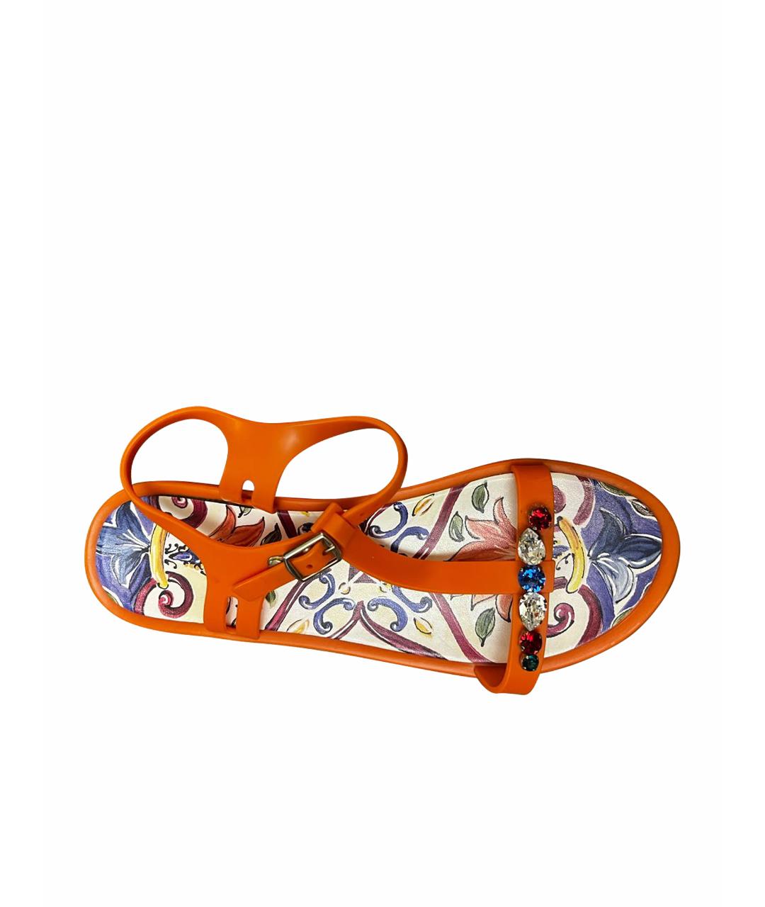 DOLCE&GABBANA Оранжевое резиновые сандалии и шлепанцы, фото 1
