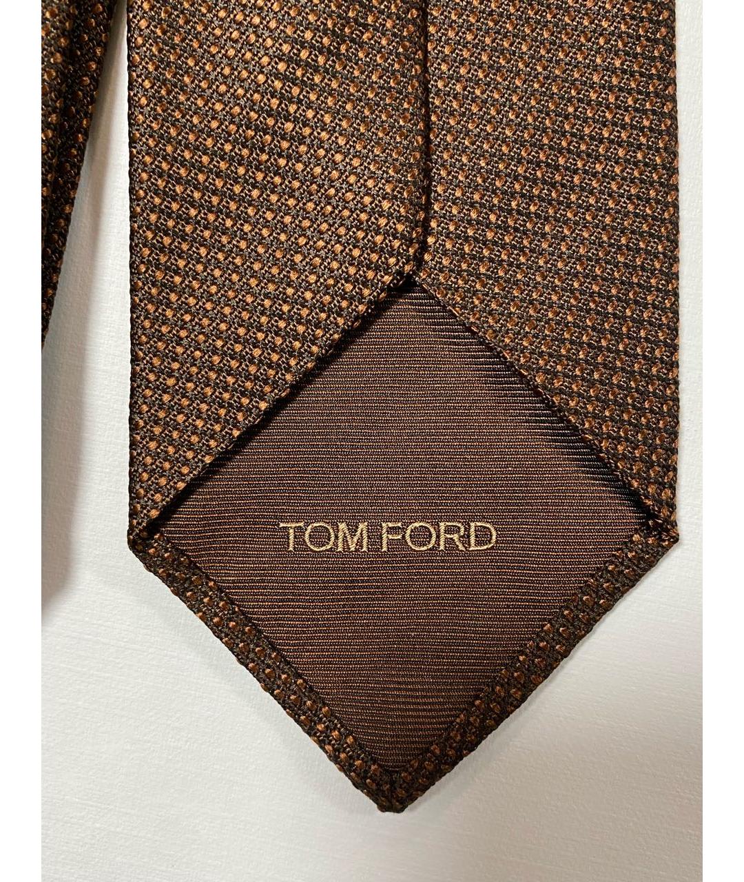 TOM FORD Коричневый шелковый галстук, фото 5