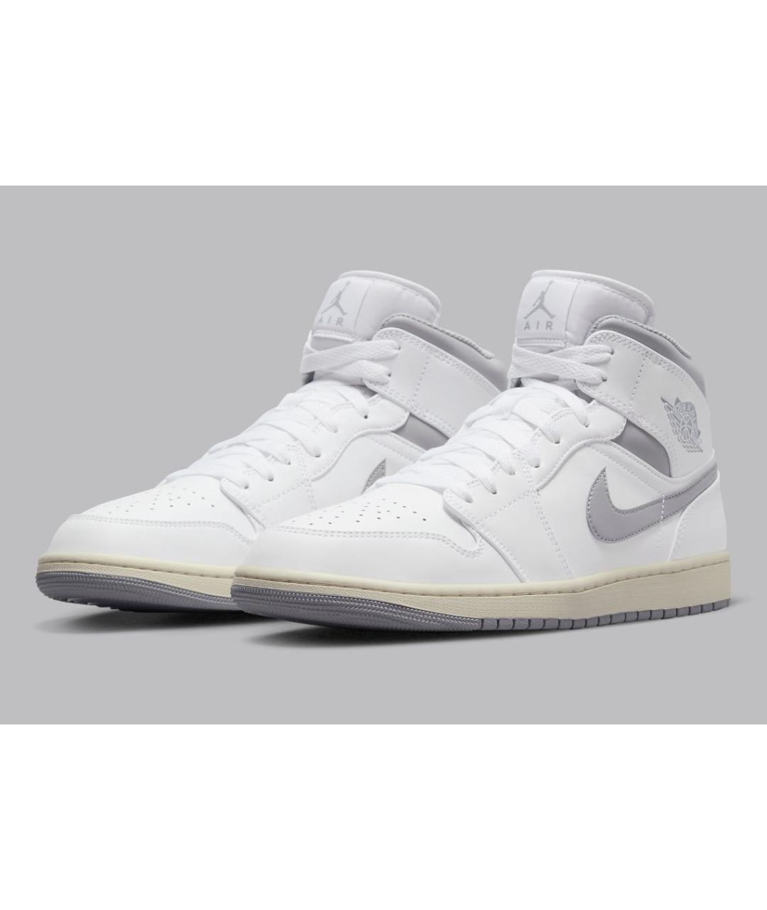 JORDAN Серые кожаные высокие кроссовки / кеды, фото 2