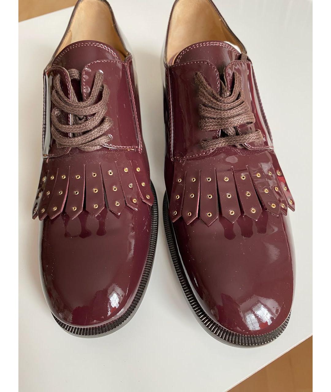 FERRAGAMO Бордовые ботинки из лакированной кожи, фото 8