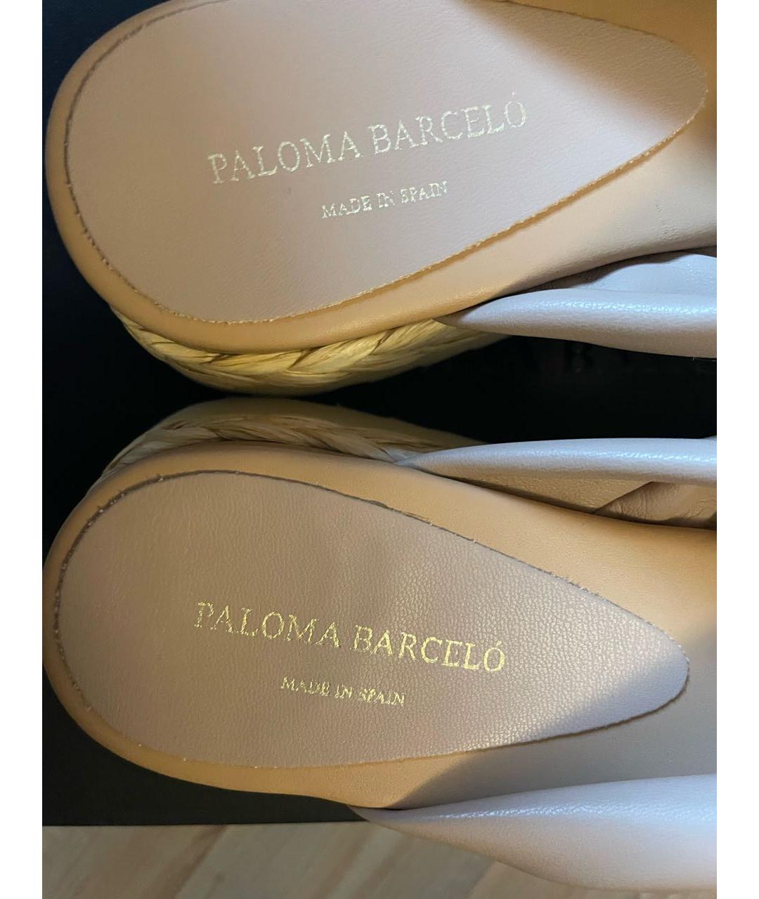 PALOMA BARCELO Бежевые кожаные сандалии, фото 7