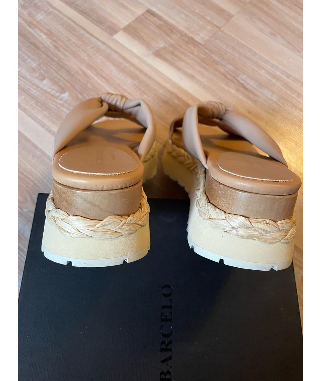 PALOMA BARCELO Бежевые кожаные сандалии, фото 5