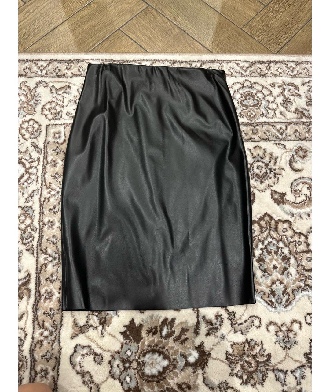 WOLFORD Черная кожаная юбка миди, фото 5
