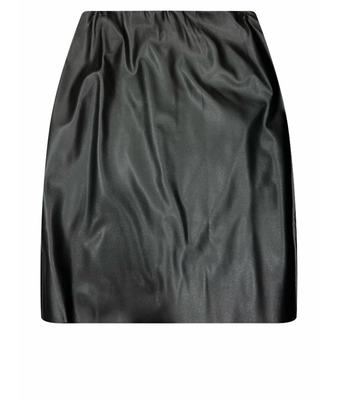 WOLFORD Черная кожаная юбка миди, фото 1