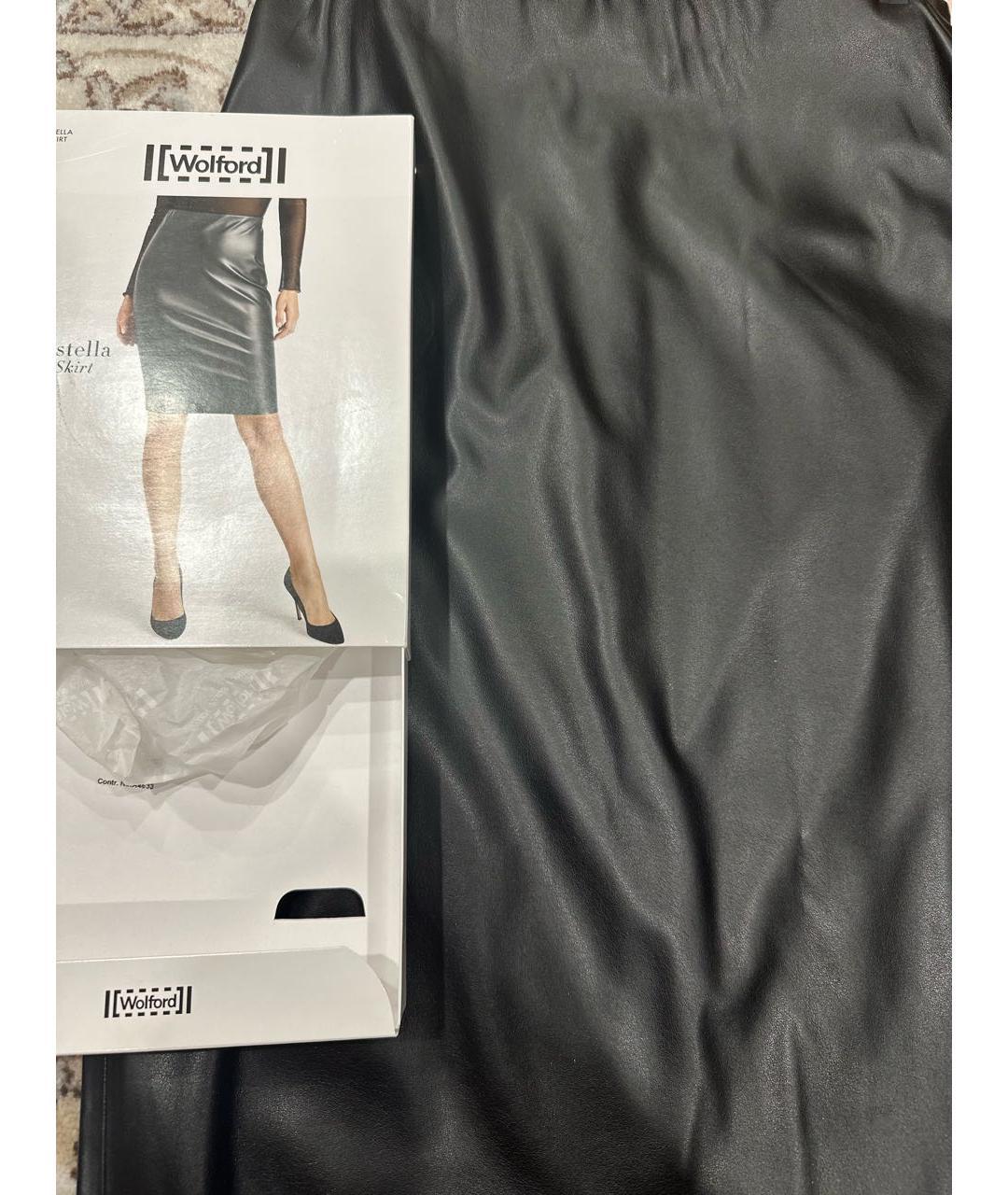 WOLFORD Черная кожаная юбка миди, фото 4