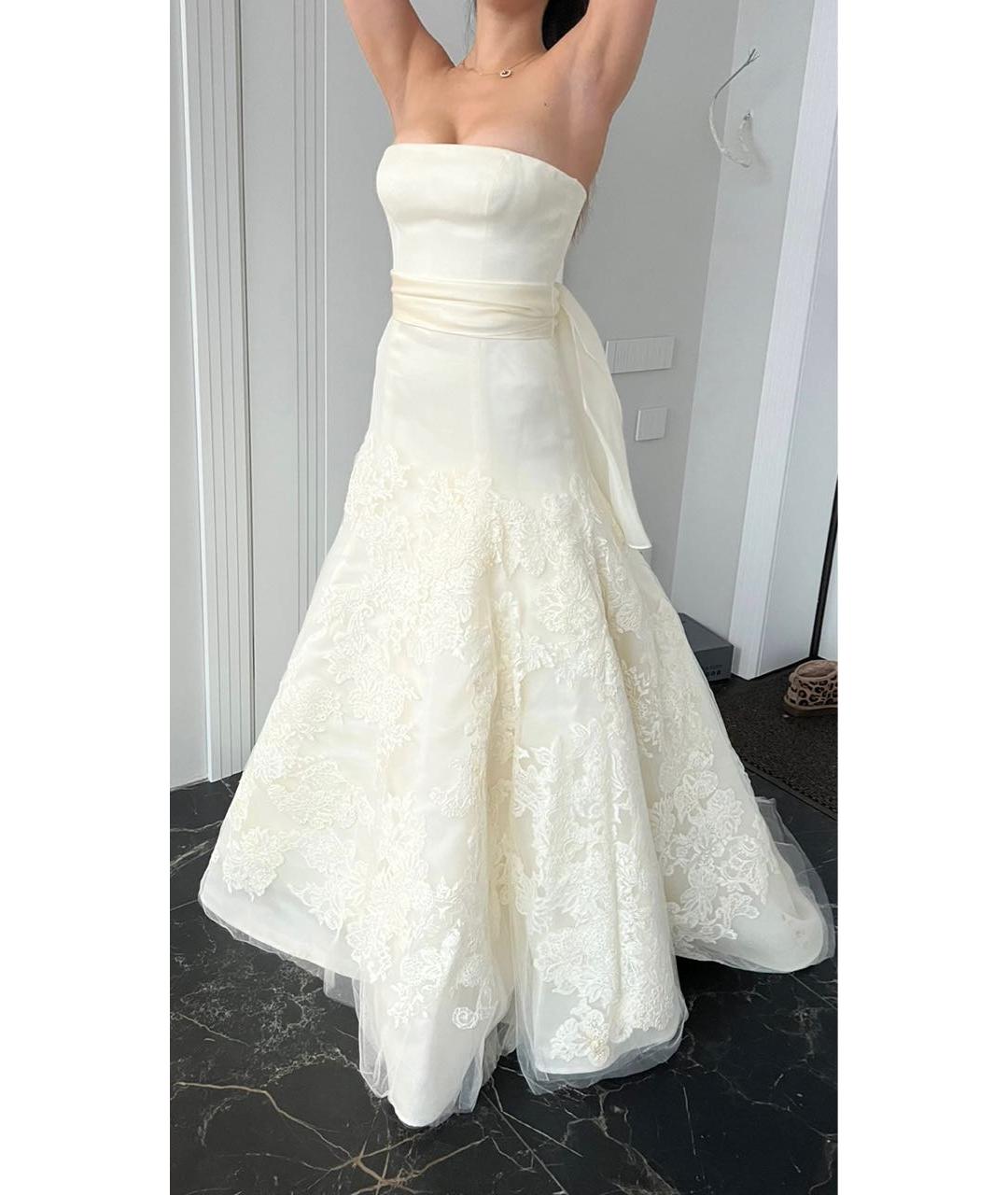 VERA WANG Белое шелковое свадебное платье, фото 3