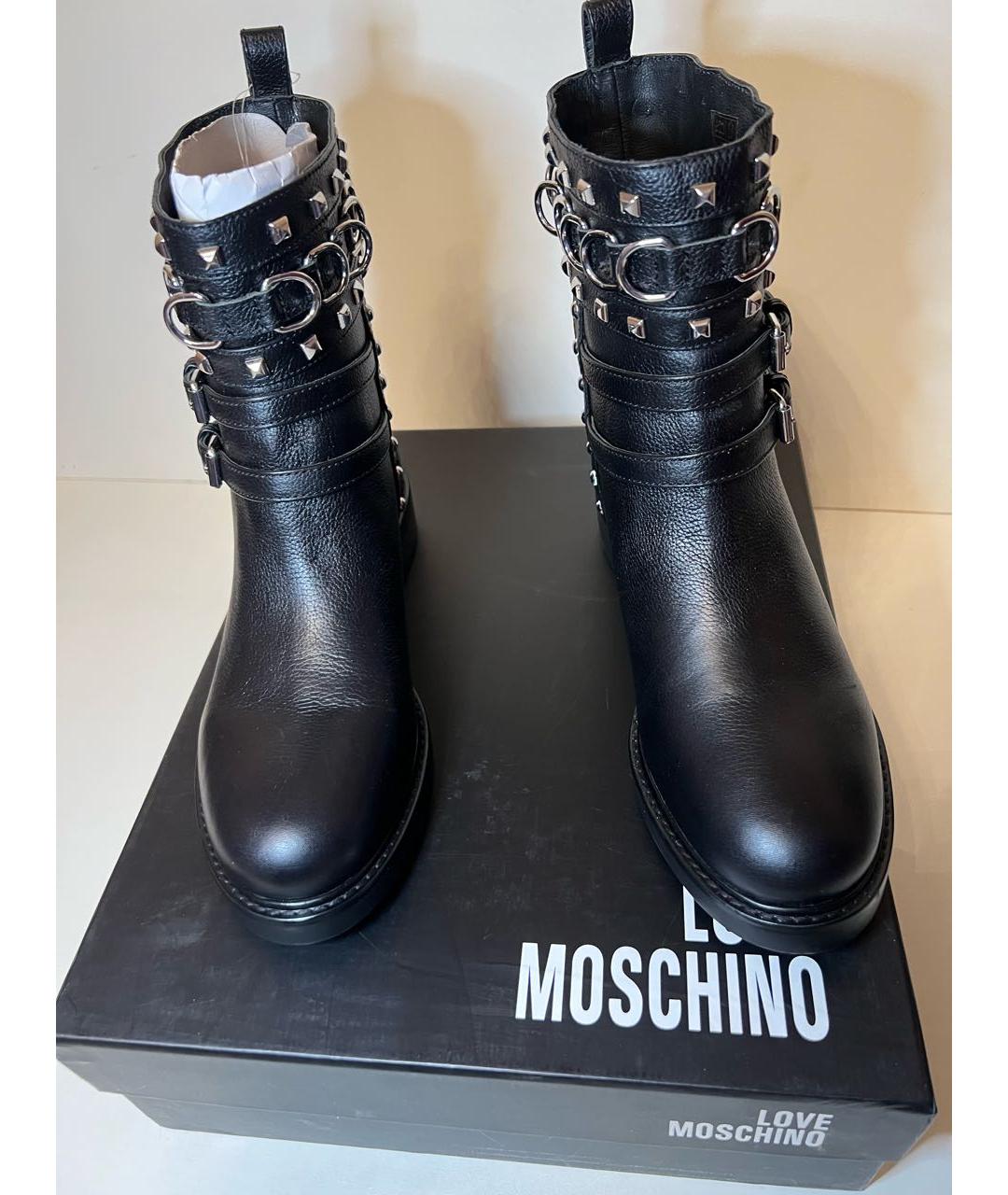 LOVE MOSCHINO Черные кожаные ботинки, фото 2