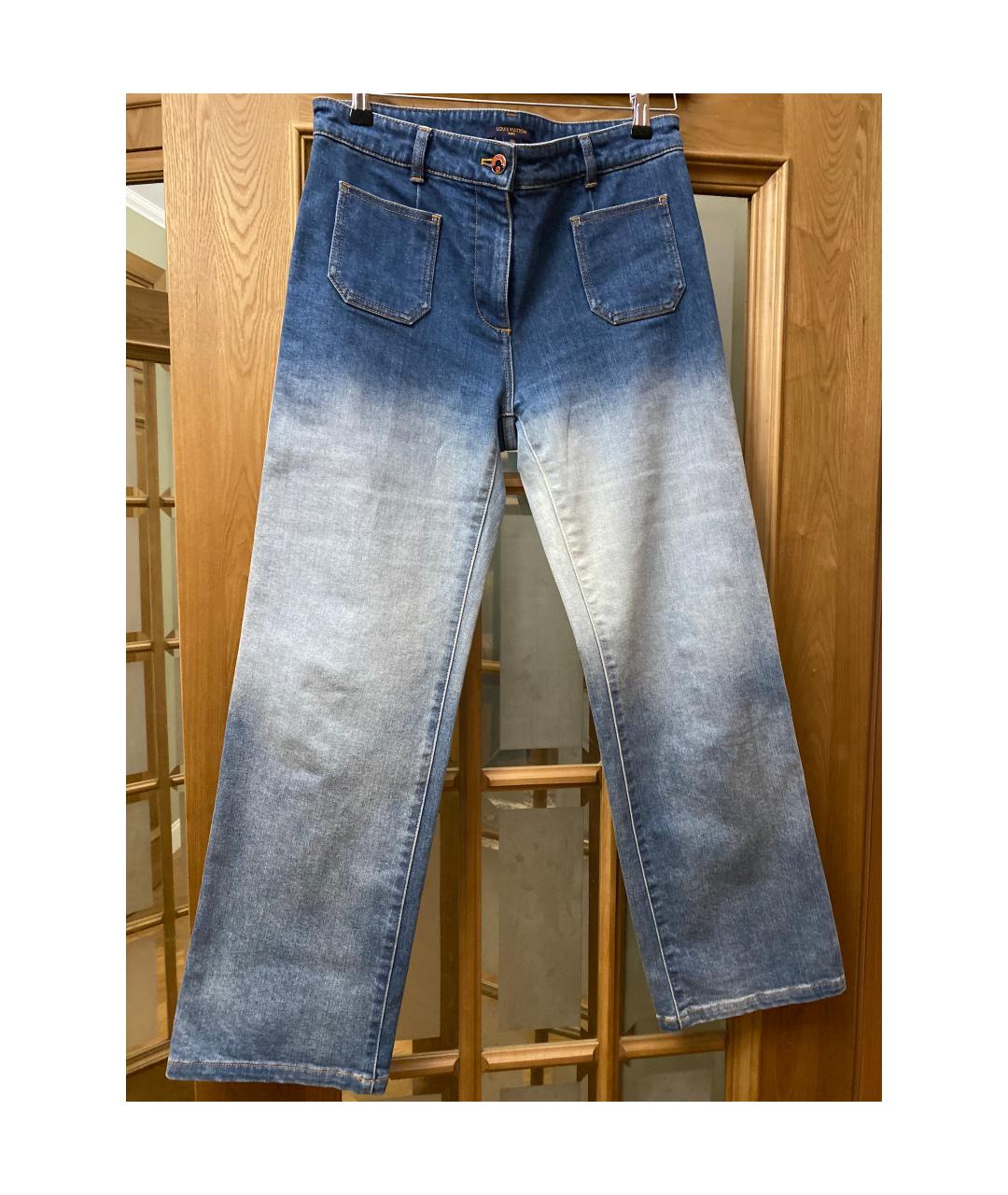 LOUIS VUITTON PRE-OWNED Голубые хлопко-полиэстеровые джинсы клеш, фото 5