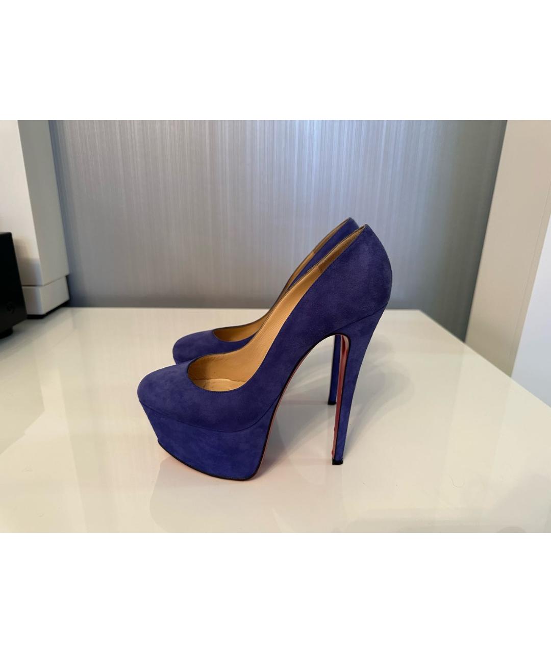 CHRISTIAN LOUBOUTIN Синие замшевые туфли, фото 6