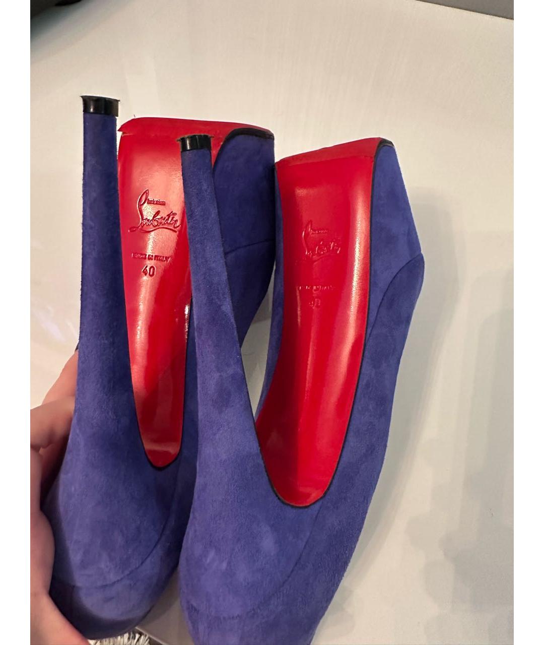 CHRISTIAN LOUBOUTIN Синие замшевые туфли, фото 5
