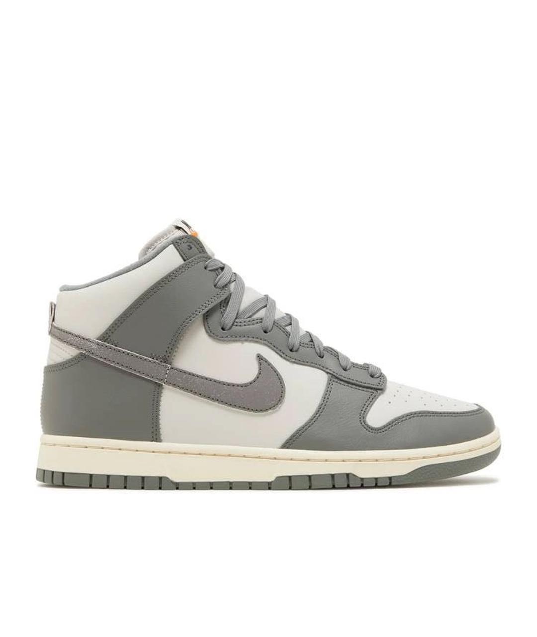 NIKE Серые кожаные высокие кроссовки / кеды, фото 1
