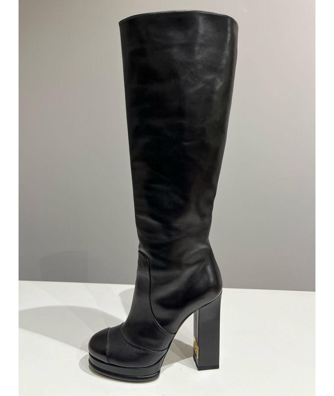 CHANEL Черные кожаные сапоги, фото 9