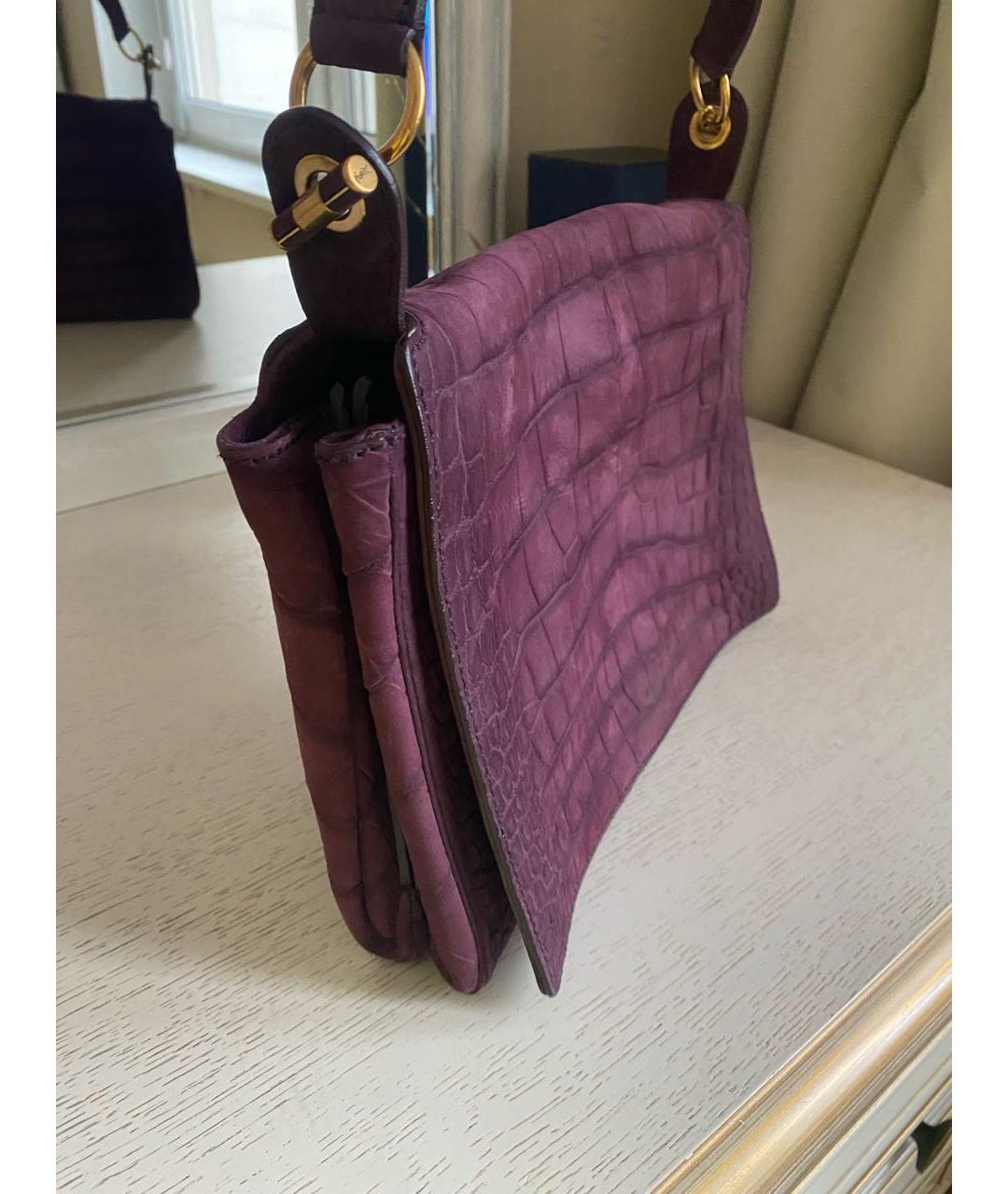 SAINT LAURENT Фиолетовая кожаная сумка через плечо, фото 2