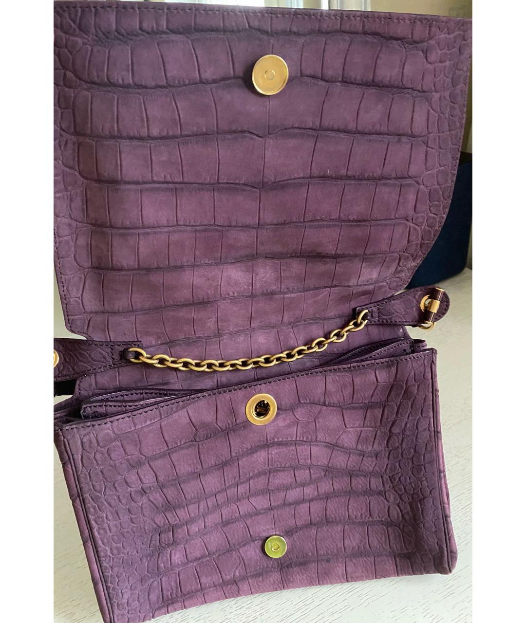 SAINT LAURENT Фиолетовая кожаная сумка через плечо, фото 6