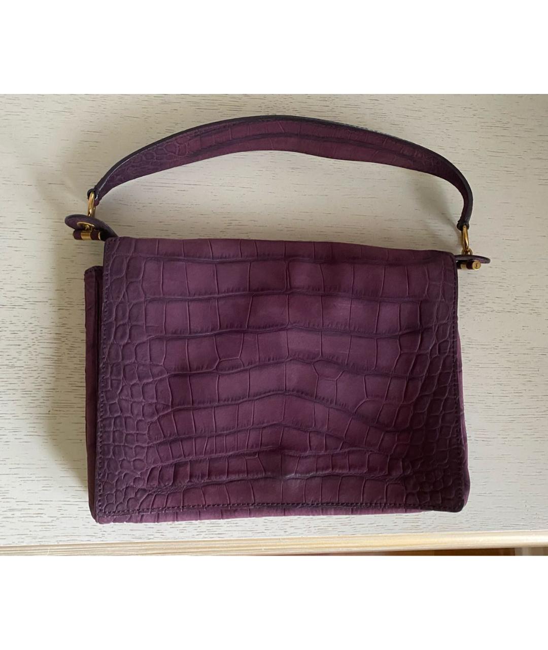 SAINT LAURENT Фиолетовая кожаная сумка через плечо, фото 3