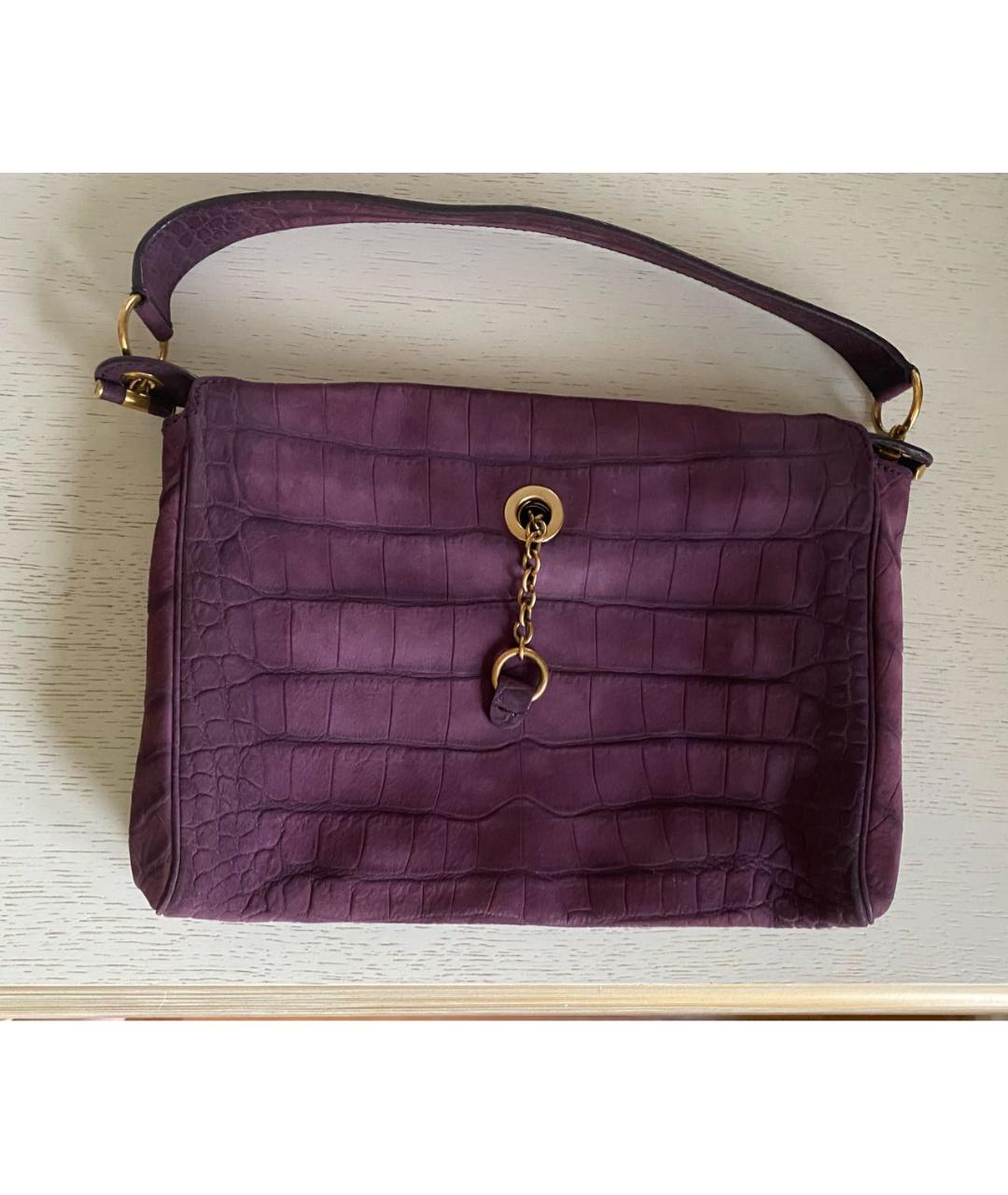 SAINT LAURENT Фиолетовая кожаная сумка через плечо, фото 8
