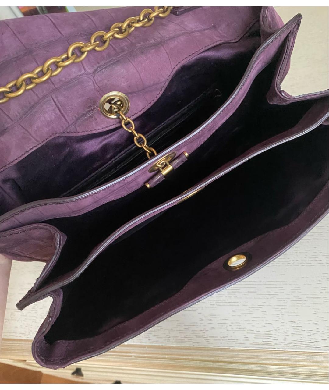SAINT LAURENT Фиолетовая кожаная сумка через плечо, фото 4