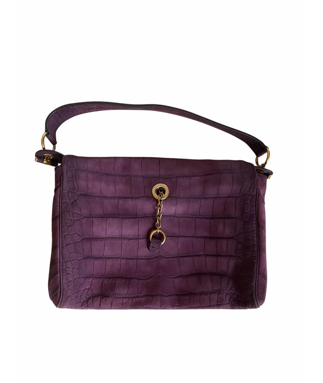 SAINT LAURENT Фиолетовая кожаная сумка через плечо, фото 1