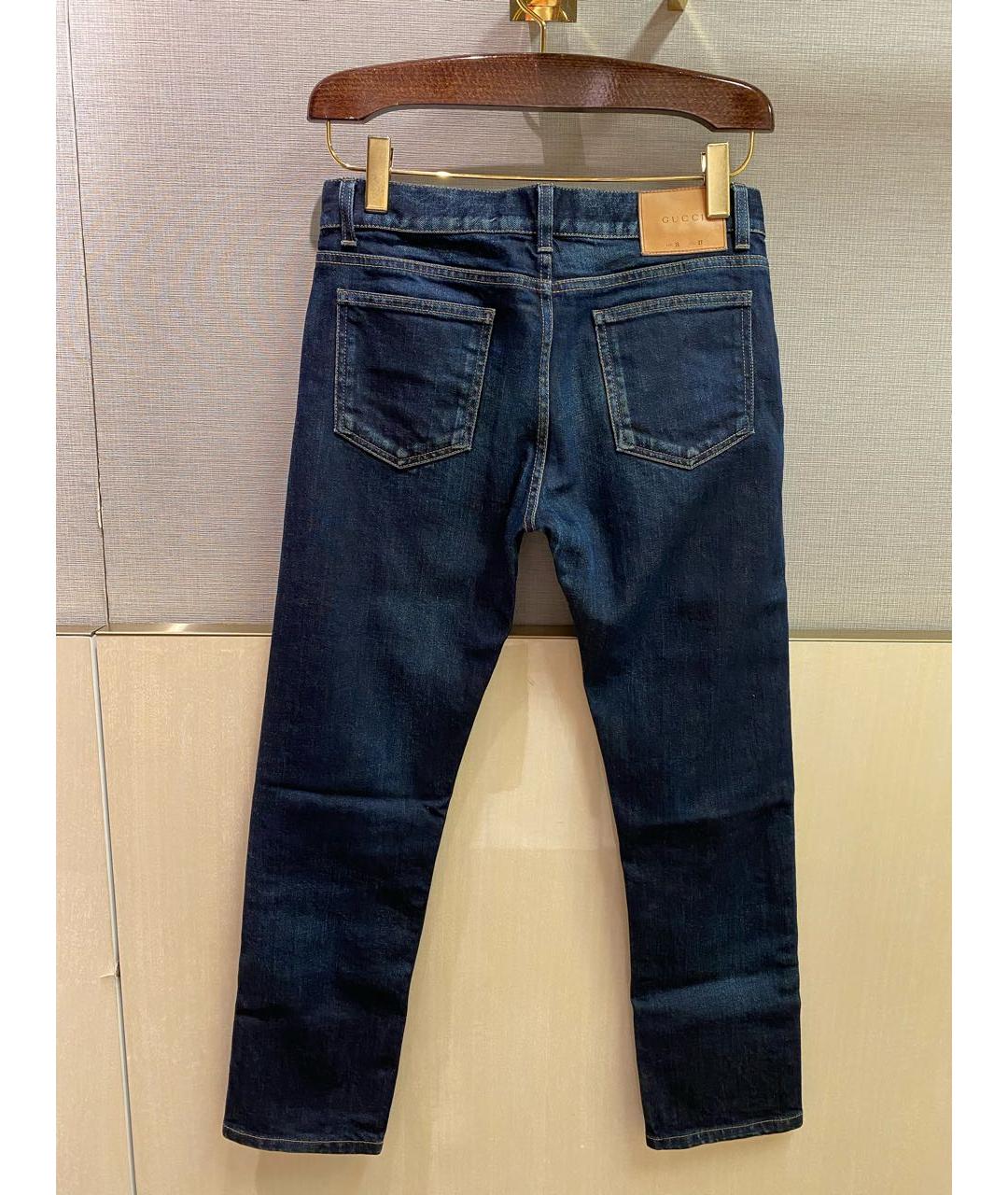 GUCCI Темно-синие хлопковые джинсы слим, фото 2
