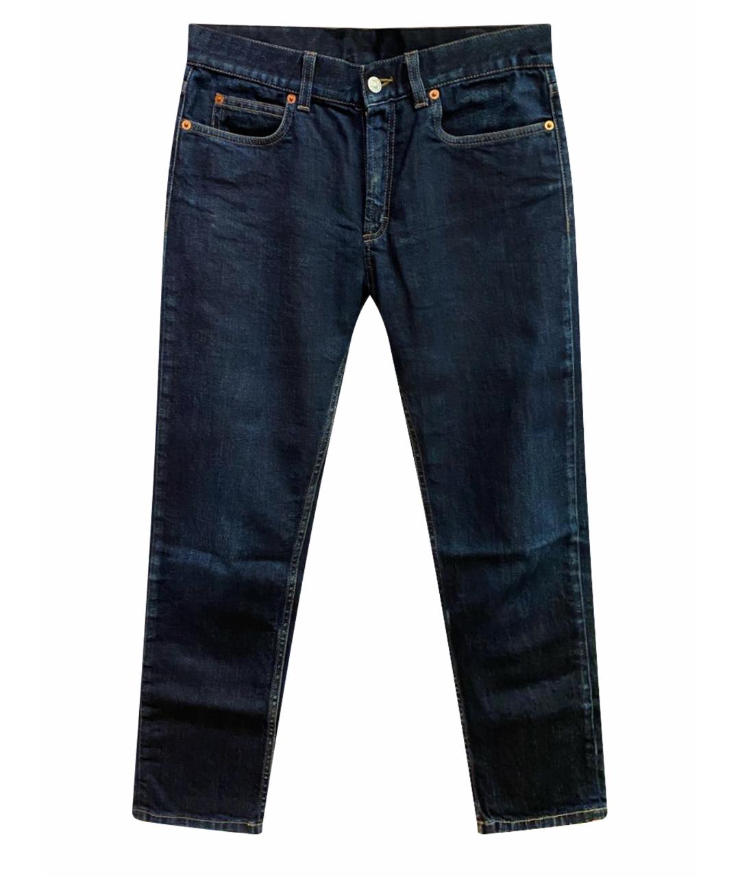 GUCCI Темно-синие хлопковые джинсы слим, фото 1
