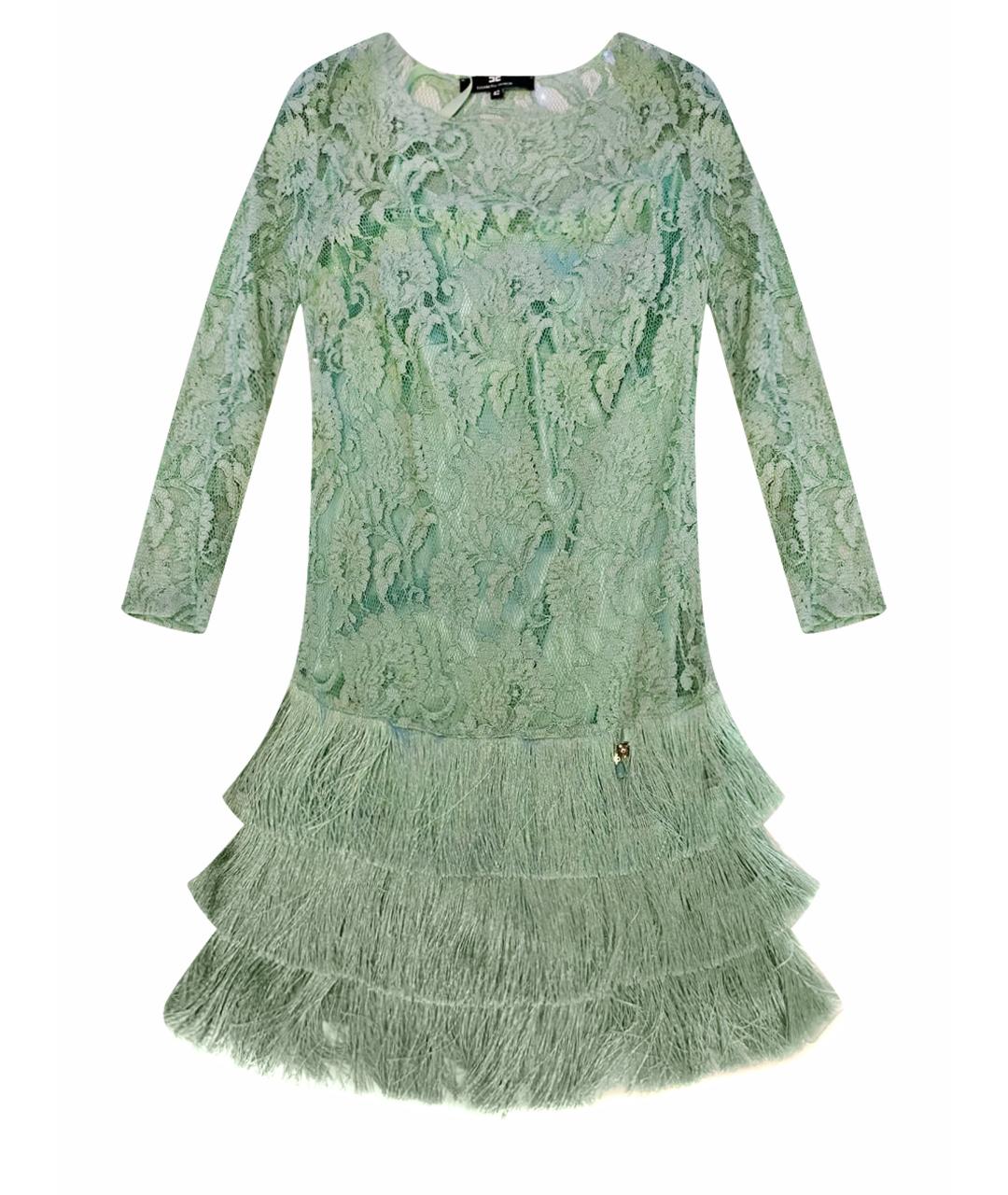 ELISABETTA FRANCHI Салатовыое кружевное коктейльное платье, фото 1