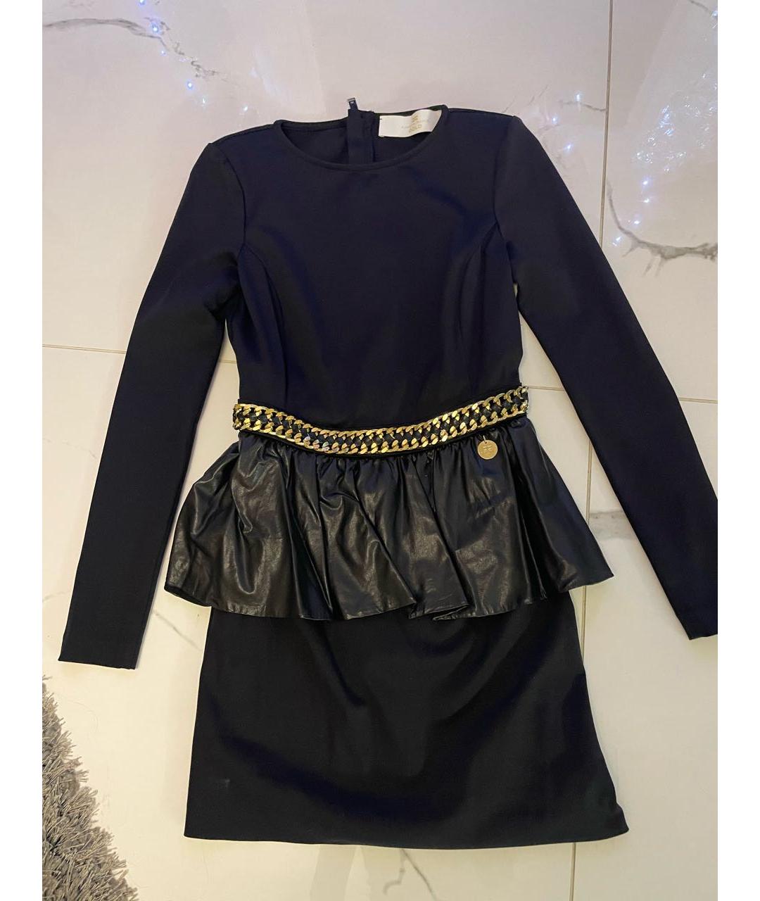 ELISABETTA FRANCHI Черное полиамидовое повседневное платье, фото 4
