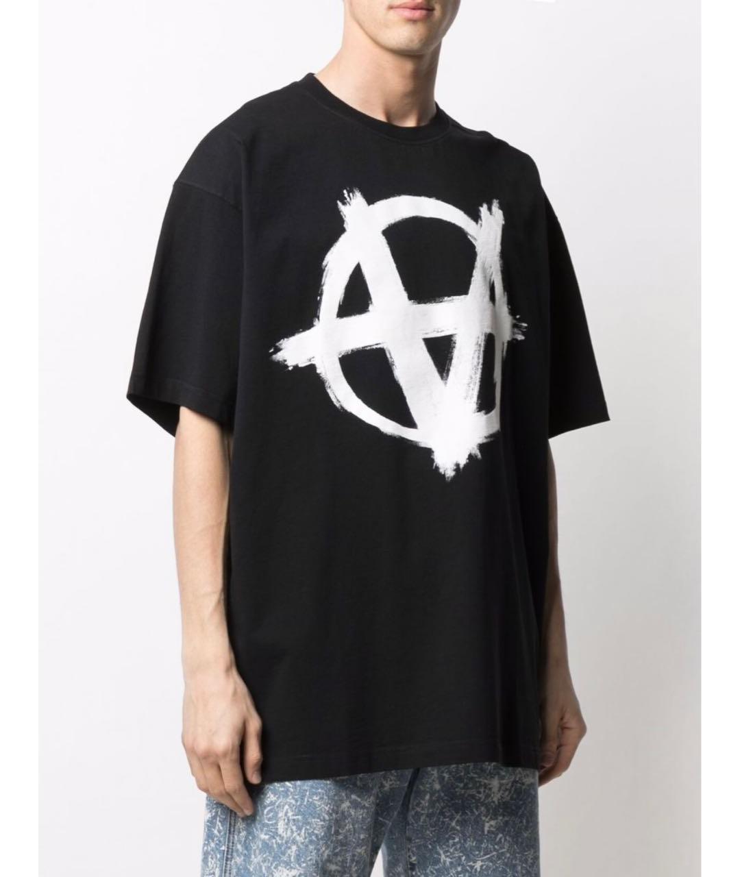 VETEMENTS Черная хлопковая футболка, фото 2