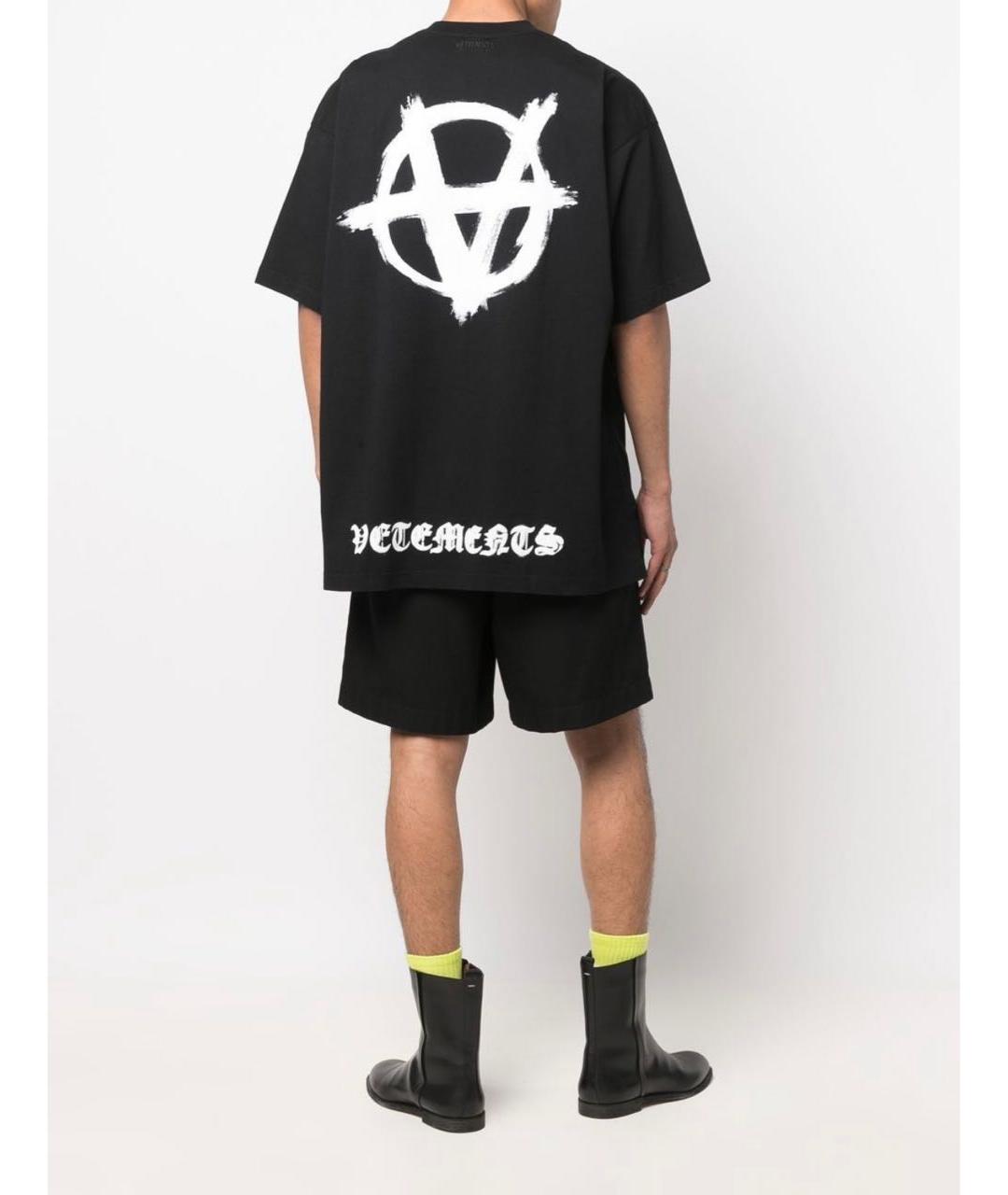 VETEMENTS Черная хлопковая футболка, фото 4