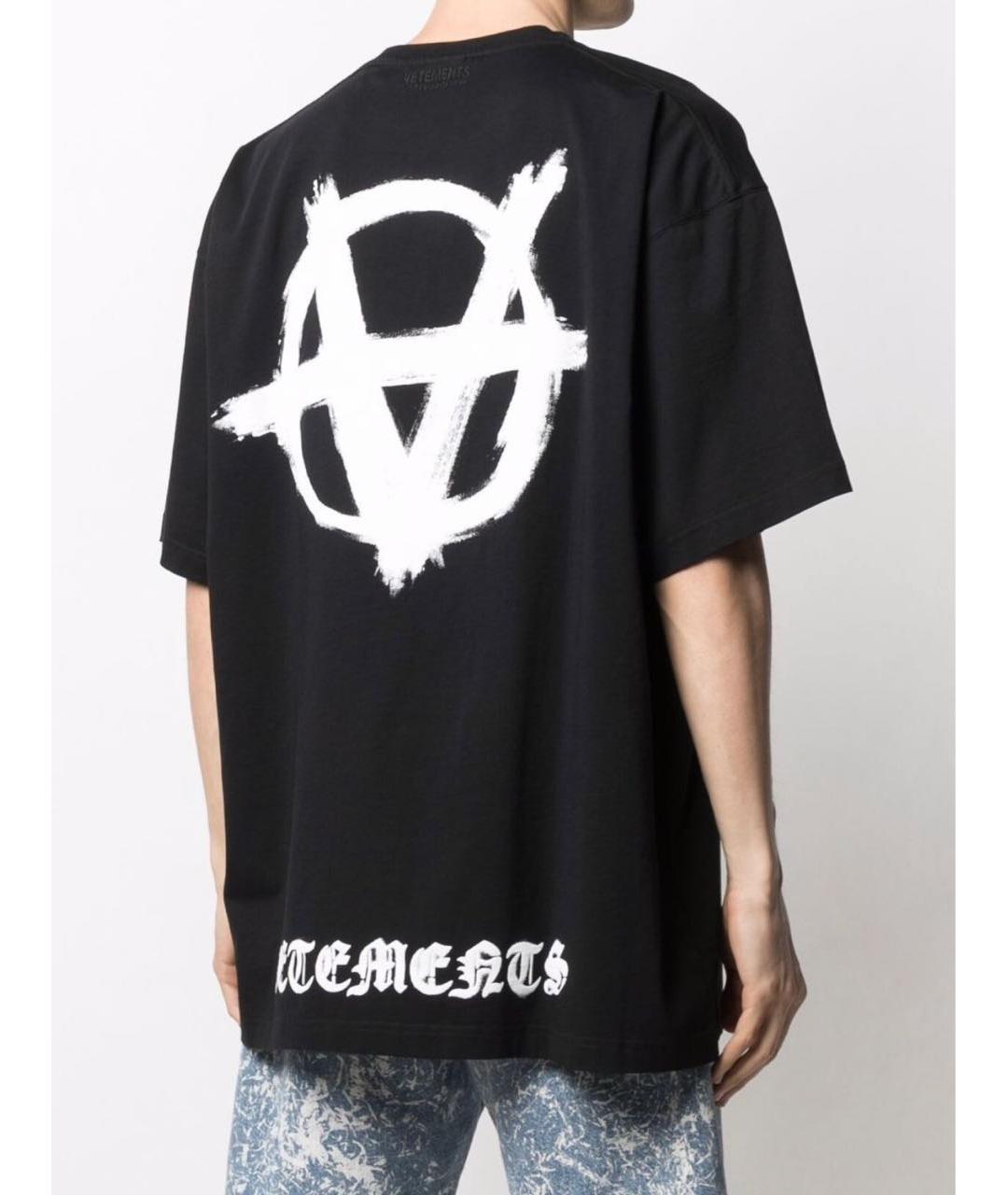 VETEMENTS Черная хлопковая футболка, фото 3