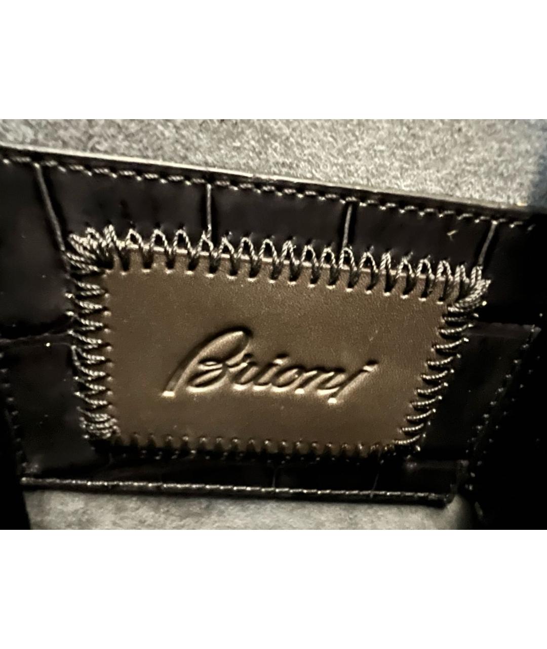 BRIONI Черный портфель из экзотической кожи, фото 4